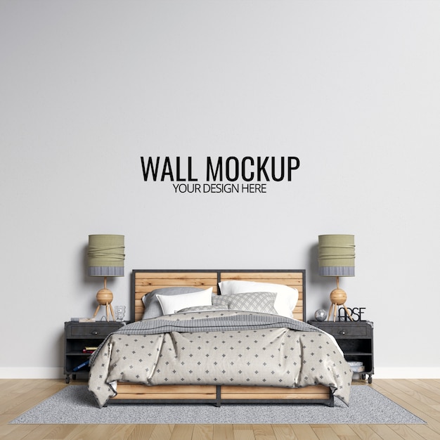 Interieur slaapkamer muur mockup achtergrond