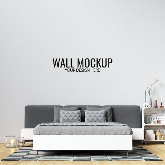 Interieur slaapkamer muur mockup