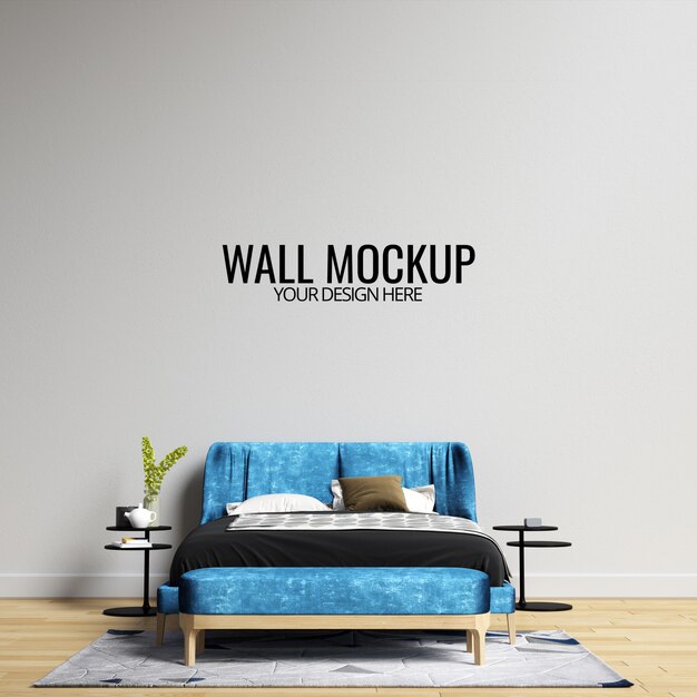 Interieur slaapkamer muur mockup