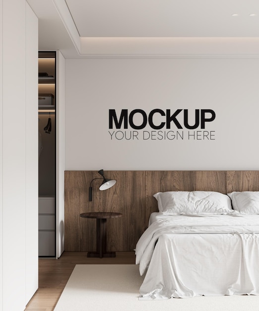 Interieur slaapkamer muur mockup