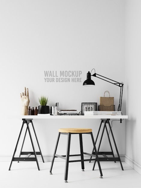 Interieur werkruimte muur mockup