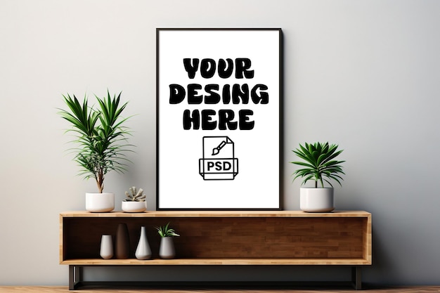 PSD interieur woonkamer frame mockup ontwerp met zwarte mock up poster frame psd photoshop