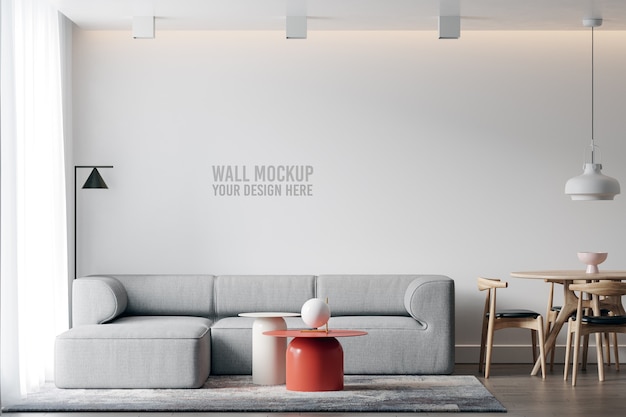 Interieur woonkamer muur Mockup