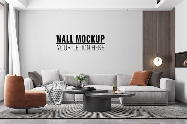 Interieur woonkamer muur mockup