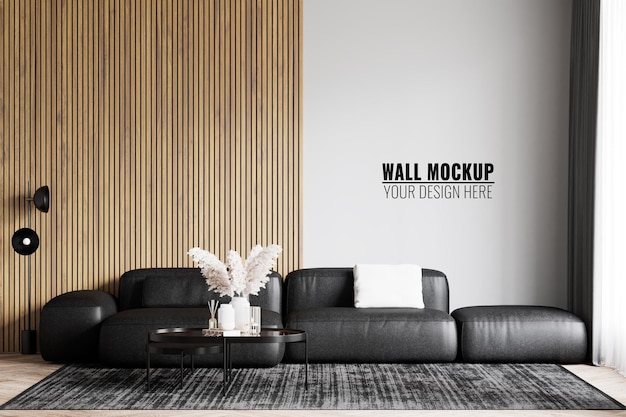 PSD interieur woonkamer muur mockup