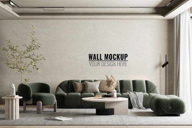 Interieur woonkamer muur Mockup