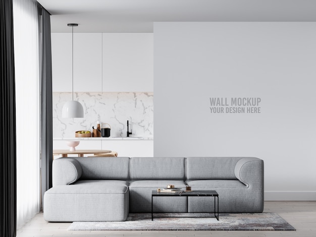 Interieur woonkamer muur mockup