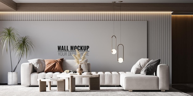 Interieur woonkamer muur Mockup