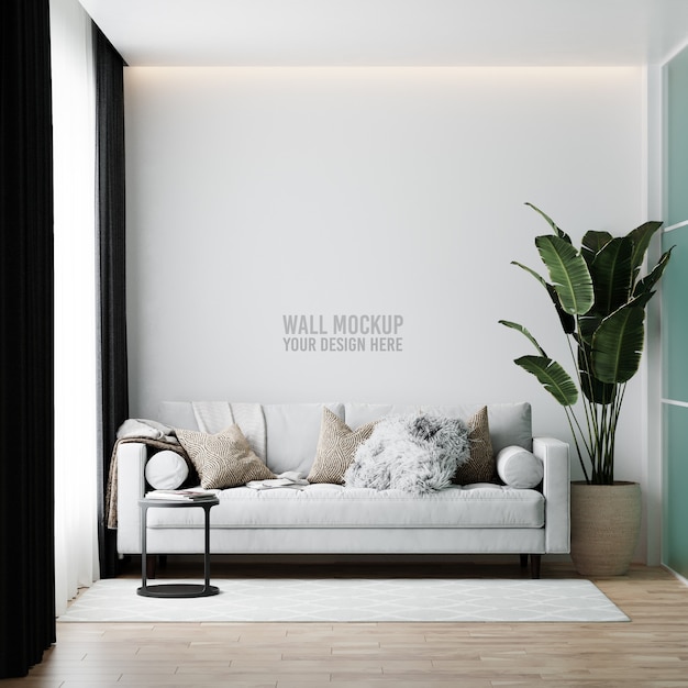 Interieur woonkamer muur Mockup