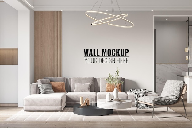 Interieur woonkamer muur mockup