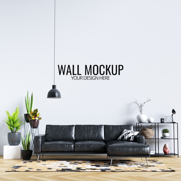 Interieur woonkamer muur mockup