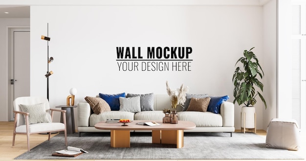 Interieur woonkamer muur Mockup