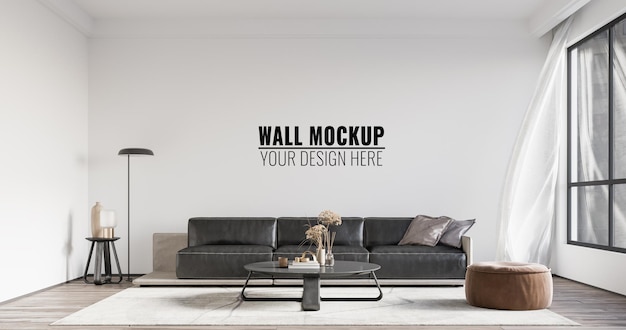 Interieur woonkamer muur mockup