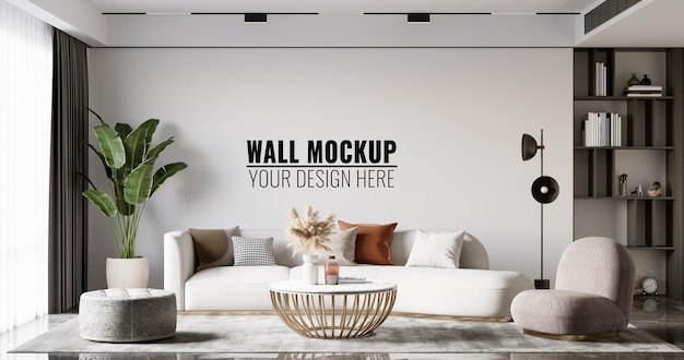 Interieur woonkamer muur Mockup