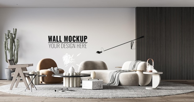 Interieur woonkamer muur mockup