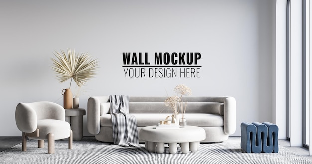 Interieur woonkamer muur Mockup