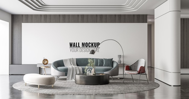 Interieur woonkamer muur mockup