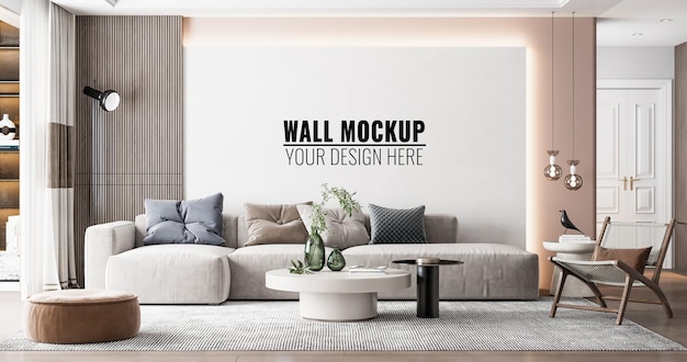 Interieur woonkamer muur mockup