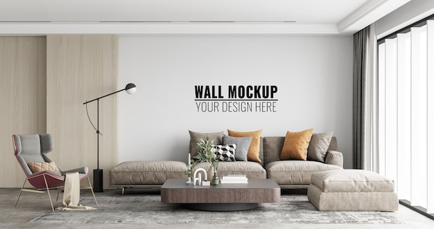 Interieur woonkamer muur mockup