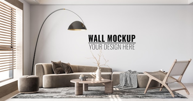 Interieur woonkamer muur mockup