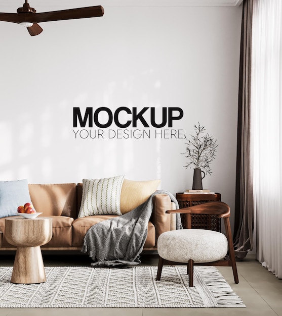 Interieur woonkamer muur Mockup