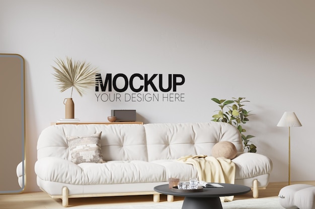 Interieur woonkamer muur Mockup