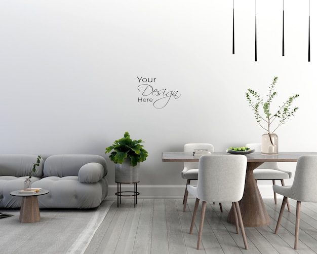 Interieur woonkamer muur mockup