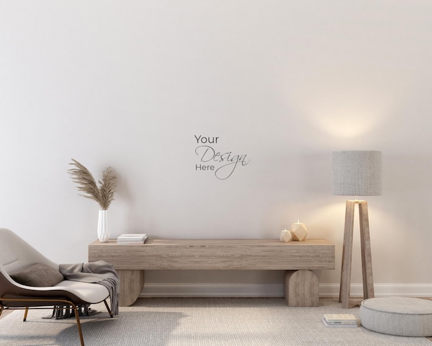 Interieur woonkamer muur mockup