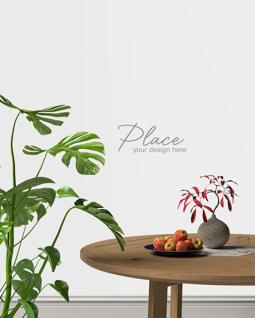 Interieur woonkamer muur mockup