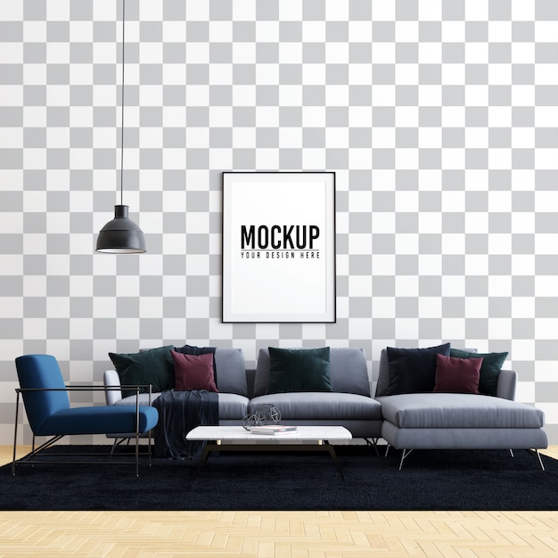 Interieur woonkamer poster frame mock up