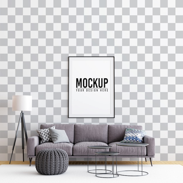 Interieur woonkamer poster frame mock up