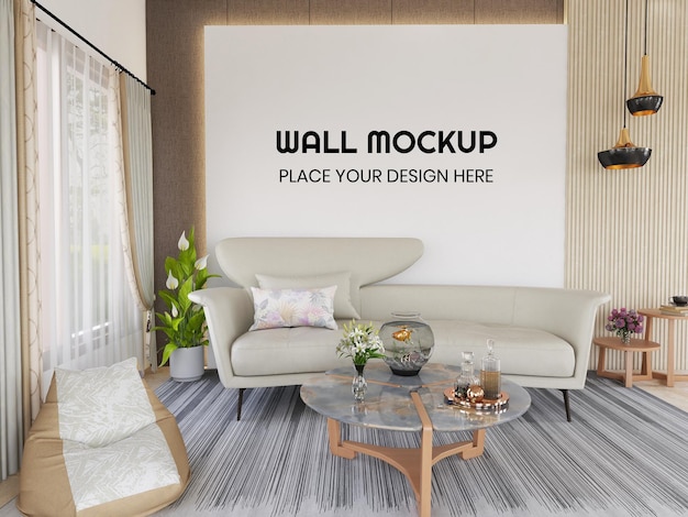 Interieur woonkamer realistische muur mockup