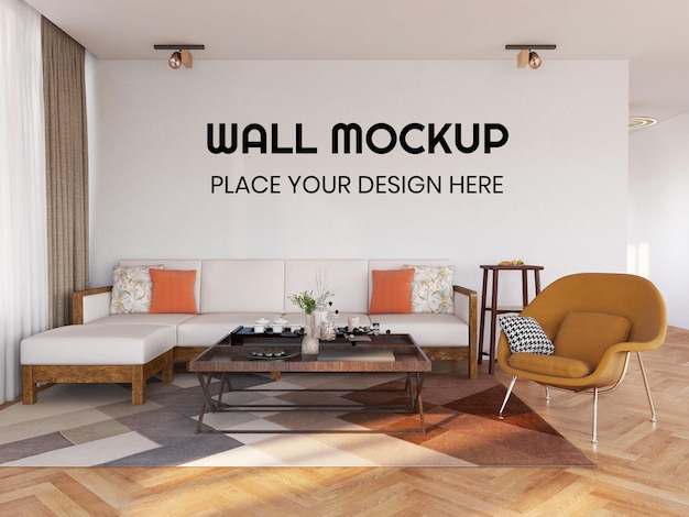 Interieur woonkamer realistische muur mockup