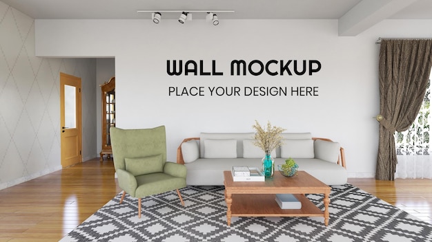 Interieur woonkamer realistische muur mockup