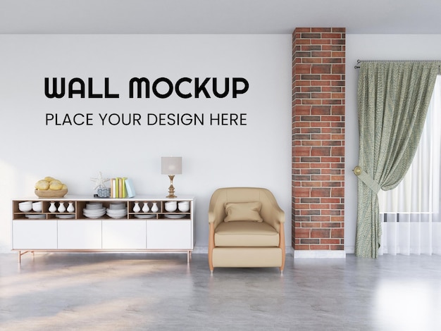 Interieur woonkamer realistische muur mockup