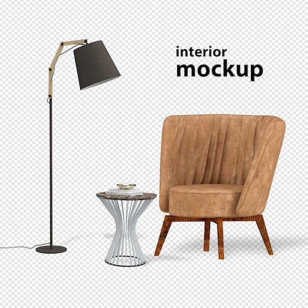 Interieurdecoratie set rendering