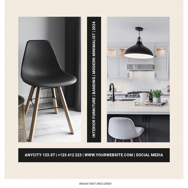 Interieurontwerp moderne meubels instagram post sjabloon psd design
