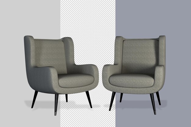 Interior armchair decoration set rendering