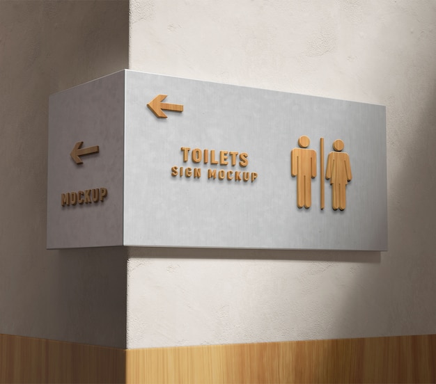 Interior bathroom sign mockup