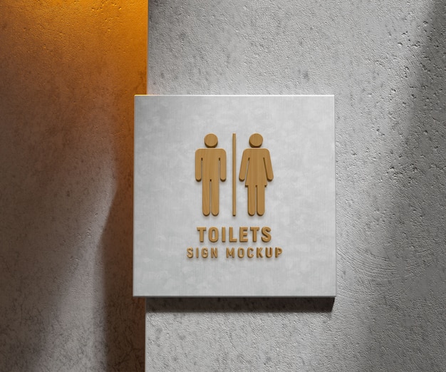 Interior bathroom sign mockup