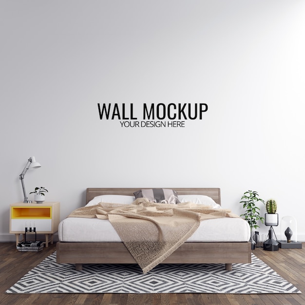 Interior Bedroom Wall Mockup Background