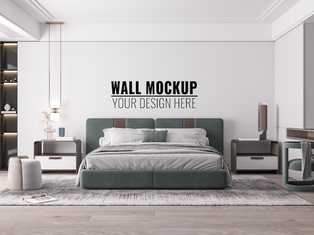 PSD interior bedroom wall mockup