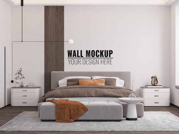 Interior Bedroom Wall Mockup