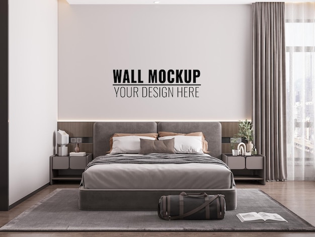 PSD interior bedroom wall mockup