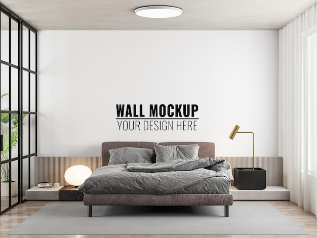 Interior bedroom wall mockup