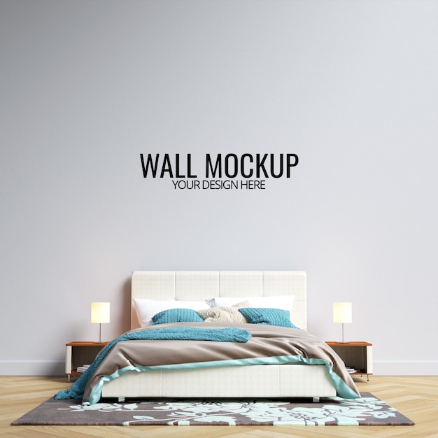 Interior bedroom wall  mockup