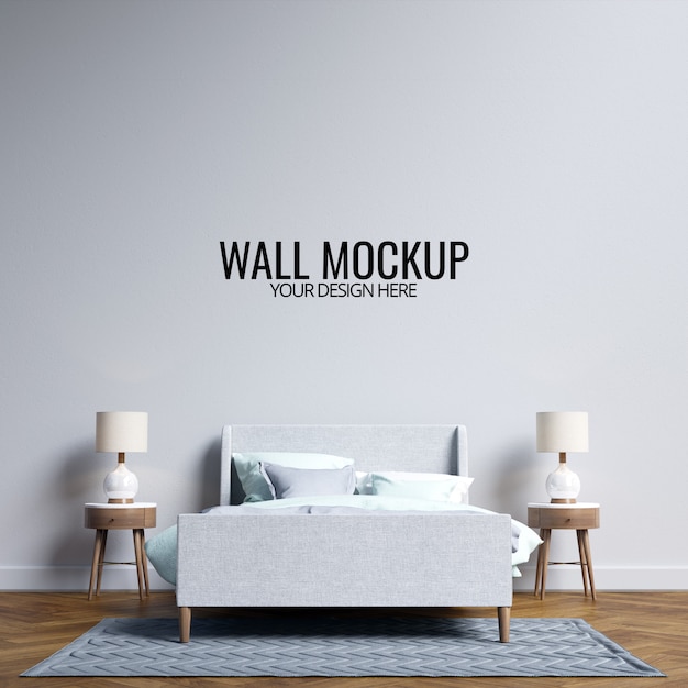 Interior bedroom wall  mockup