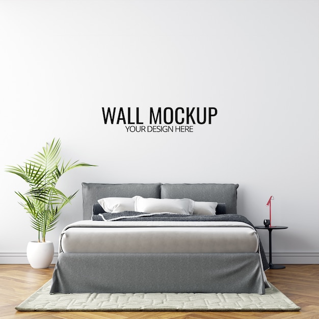 Interior Bedroom Wall  Mockup