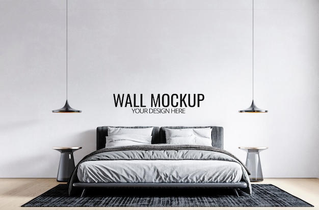 PSD interior bedroom wall mockup