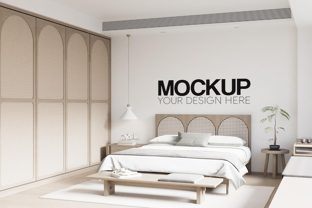 Interior Bedroom Wall Mockup